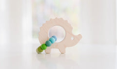 Hedgehog Wooden Baby Grasping Toy with Teething Beads - Bannor Toys