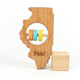 Illinois State Wooden Baby Rattle™ - Bannor Toys - State Rattle