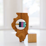 Illinois State Wooden Baby Rattle™ - Bannor Toys - State Rattle