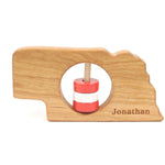 Nebraska State Wooden Baby Rattle™ - Bannor Toys - cornhusker colors