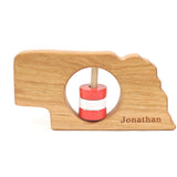 Nebraska State Wooden Baby Rattle™ - Bannor Toys - cornhusker colors