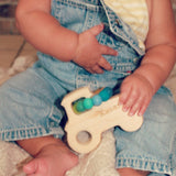 Tractor Wooden Grasping Toy with Teething Beads - Bannor Toys