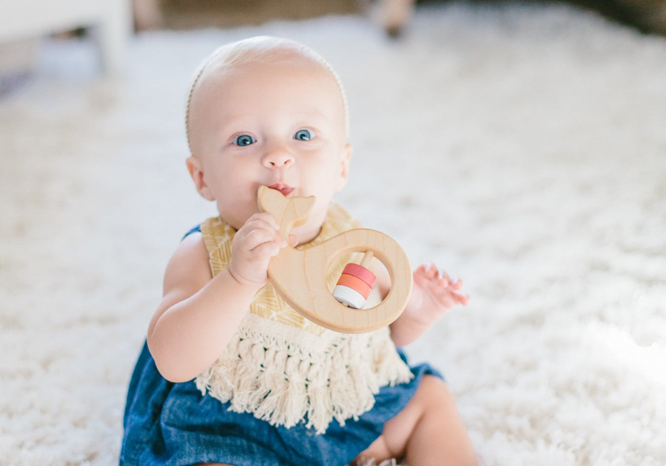 Whale Wooden Baby Rattle - Bannor Toys