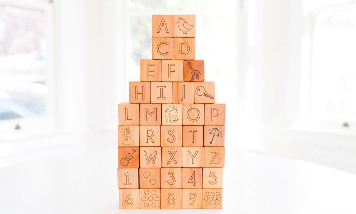 Wooden Alphabet & Building Blocks - Bannor Toys