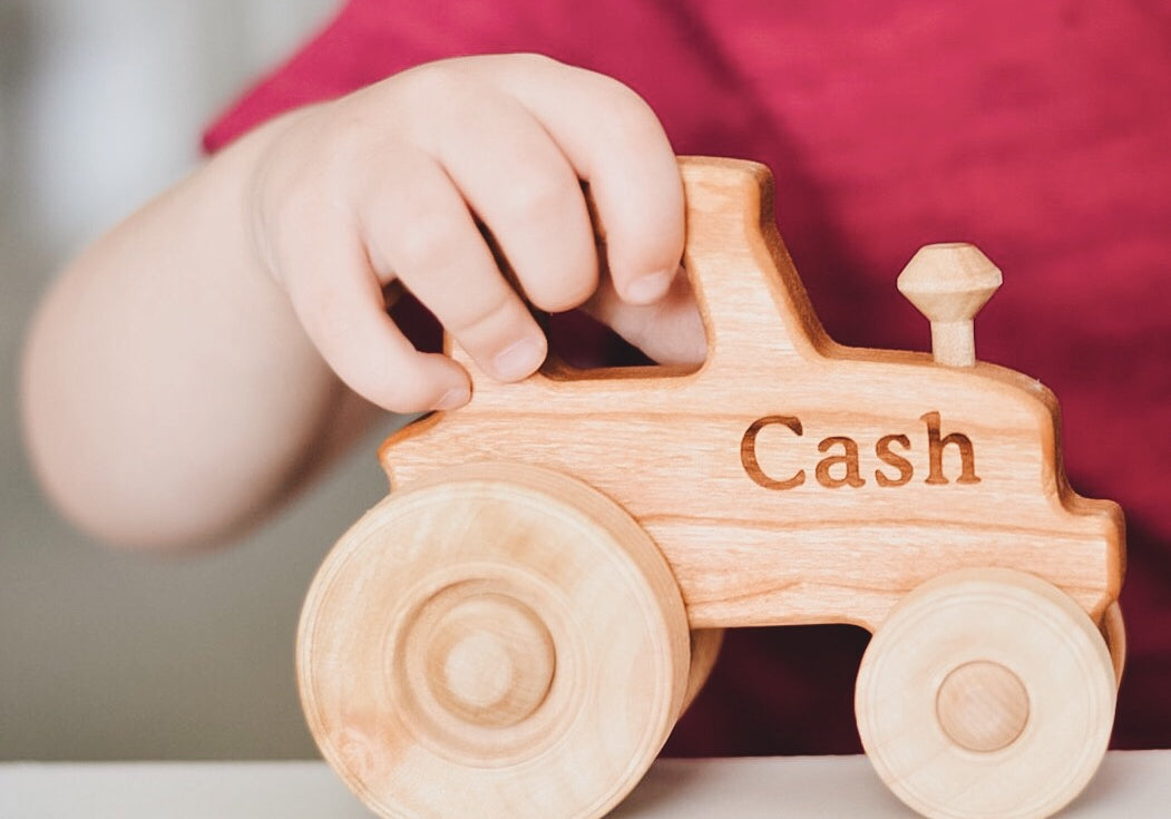 Wooden Toy Tractor, Cherry - Bannor Toys