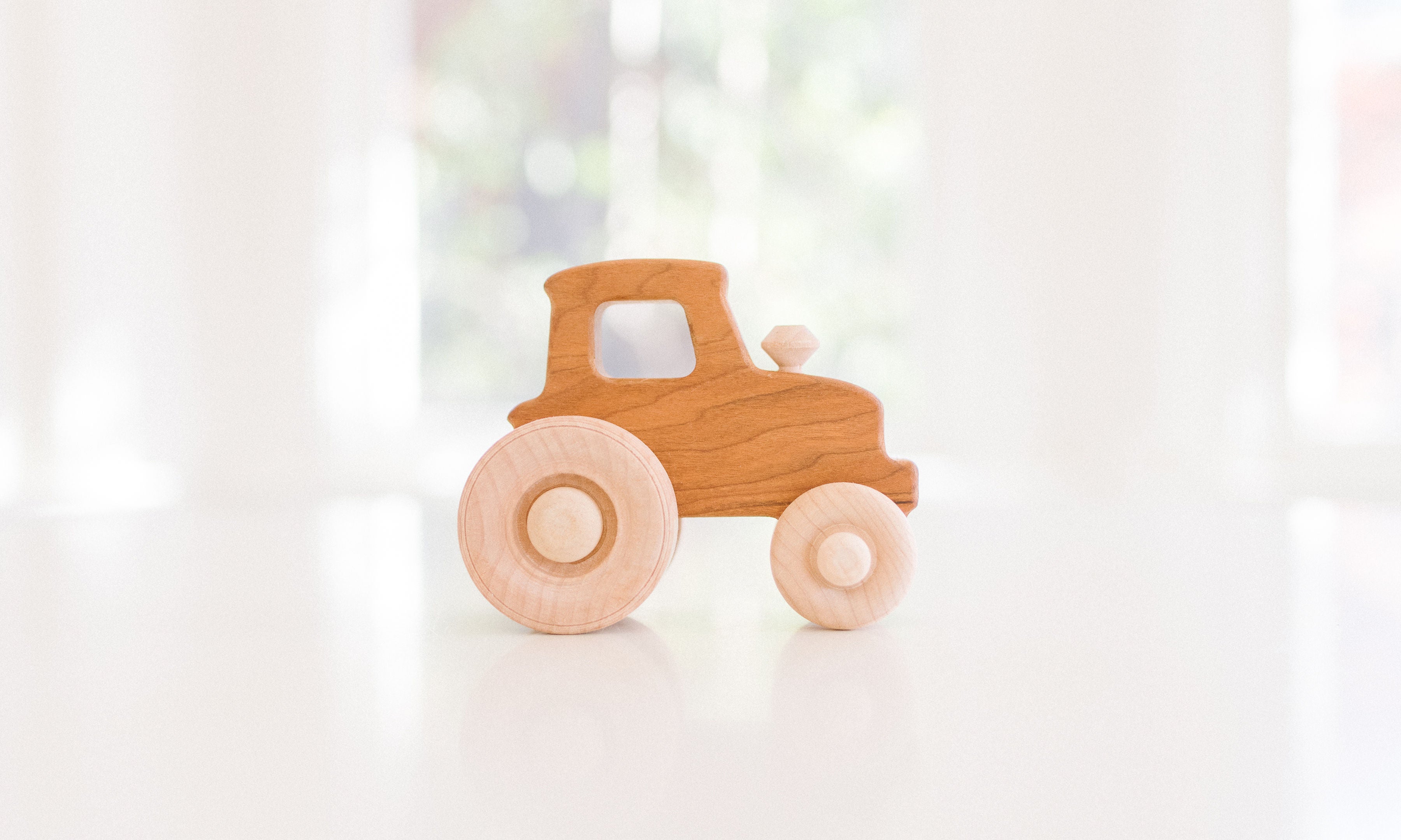 Wooden Toy Tractor, Cherry - Bannor Toys