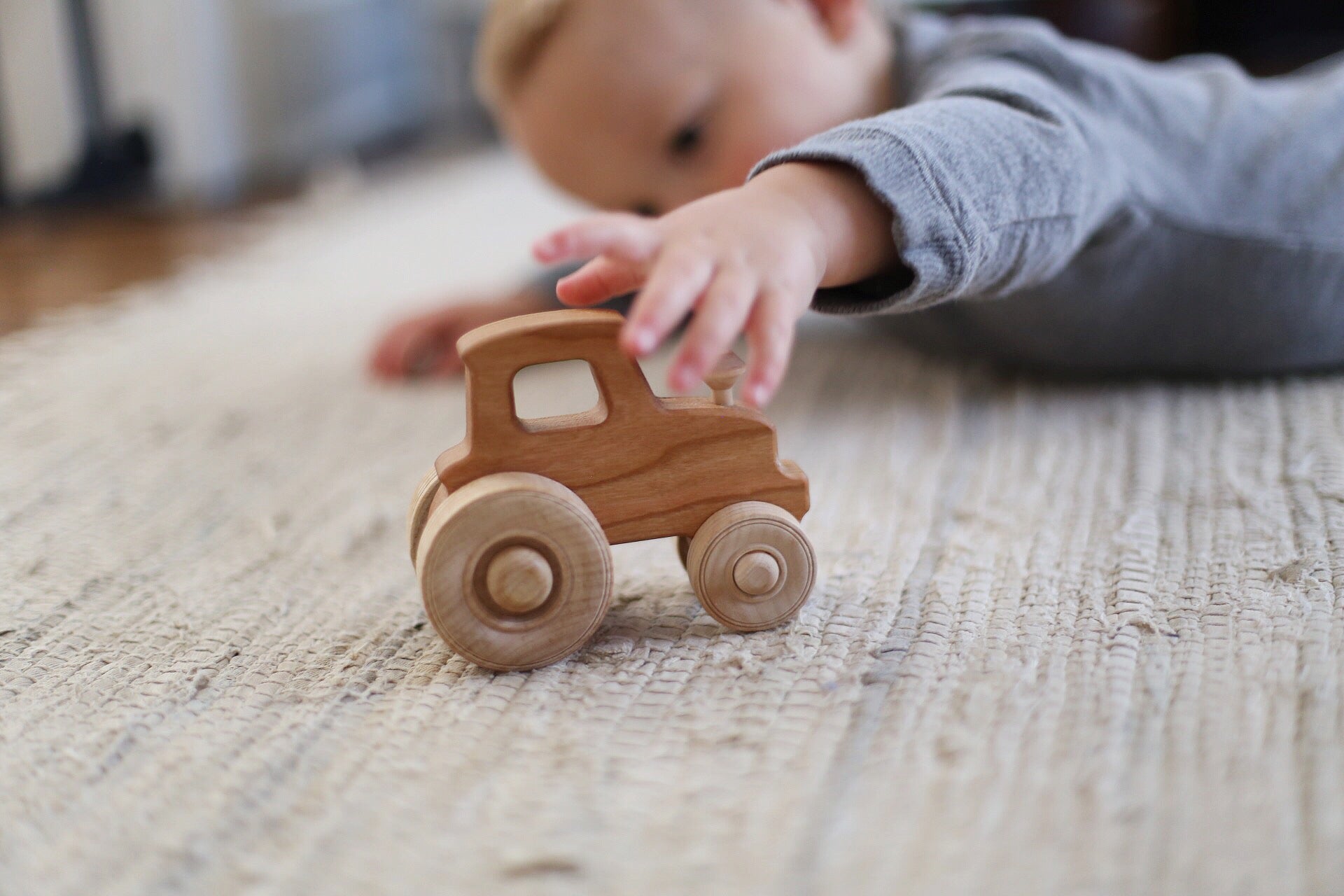 Wooden Toy Tractor, Cherry - Bannor Toys