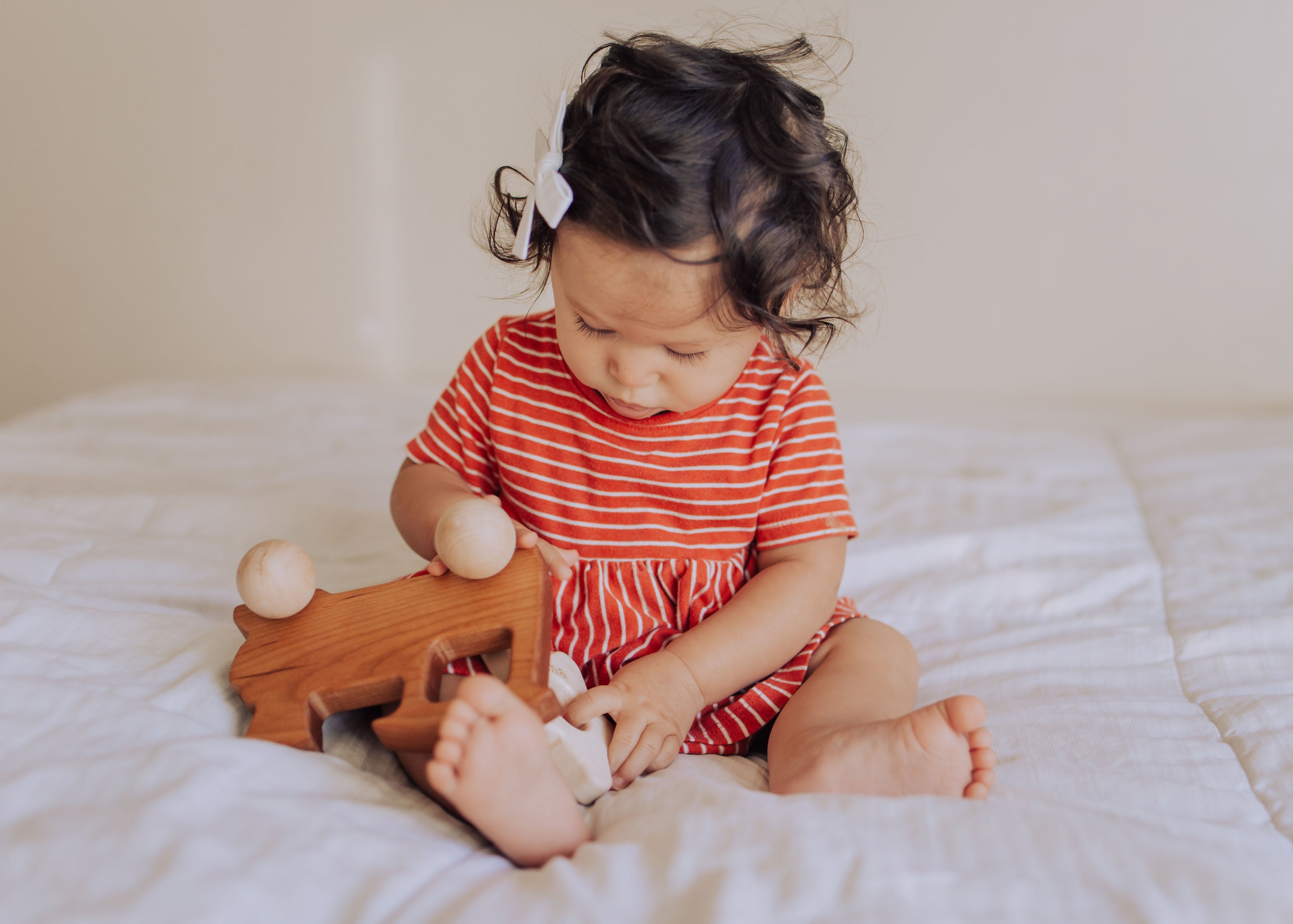 Wooden Train Push Toy, Cherry - Bannor Toys
