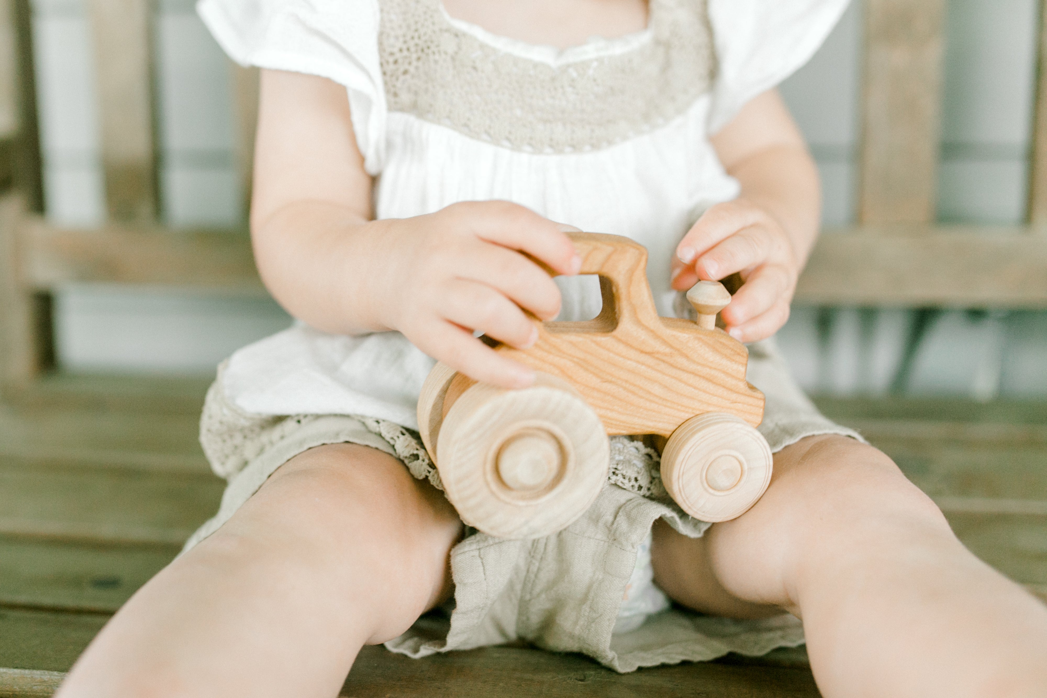 Wooden Toy Tractor, Cherry - Bannor Toys