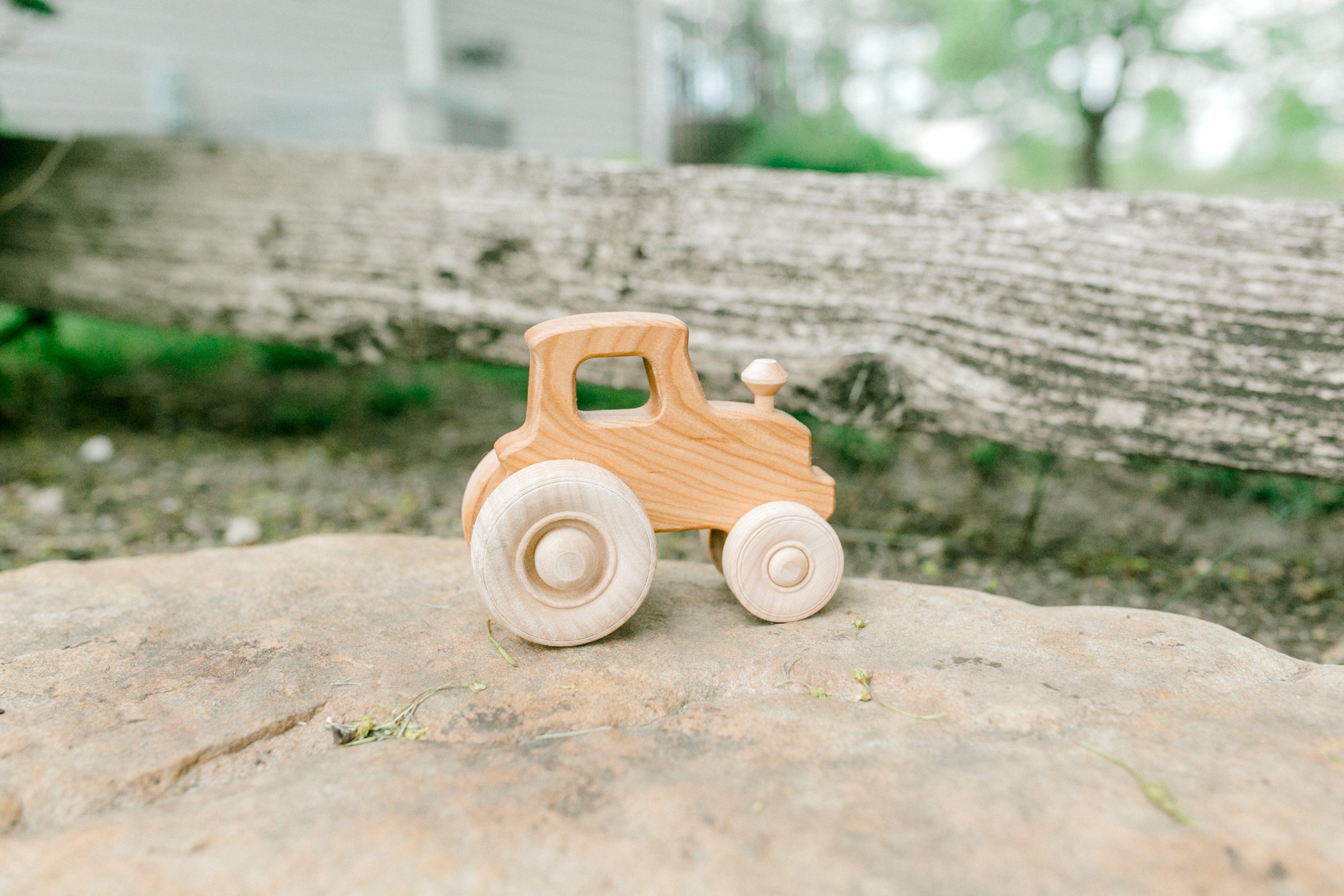 Wooden Toy Tractor, Cherry - Bannor Toys