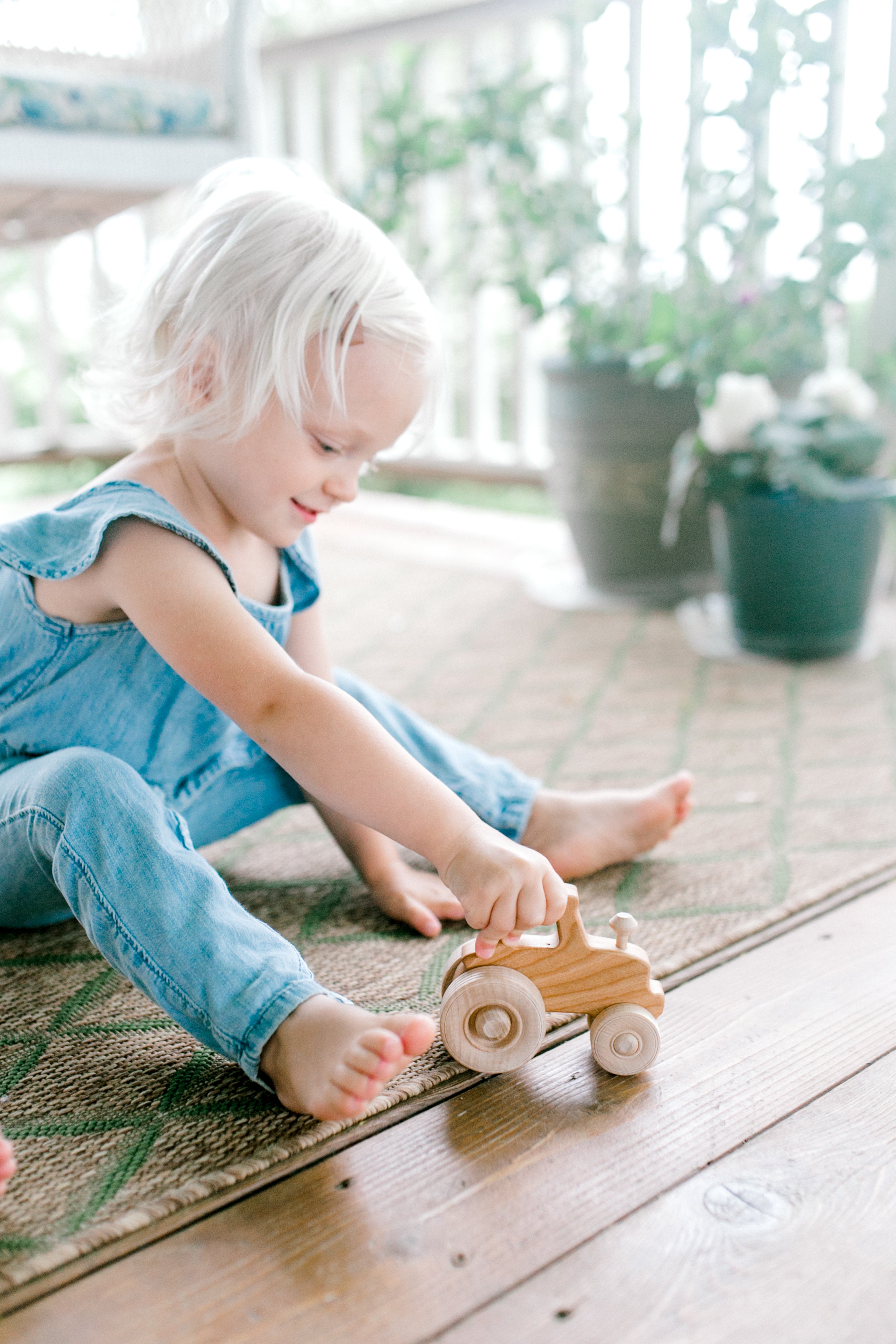 Wooden Toy Tractor, Cherry - Bannor Toys
