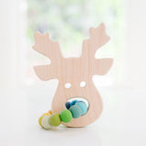 Reindeer Wood Grasping Toy With Teething Beads - Bannor Toys