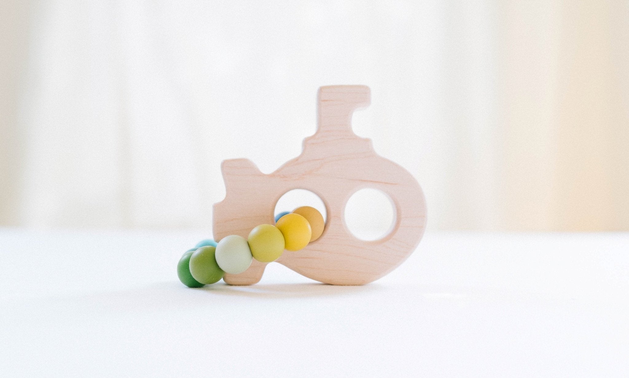 Submarine Wooden Grasping Toy with Teething Beads - Bannor Toys