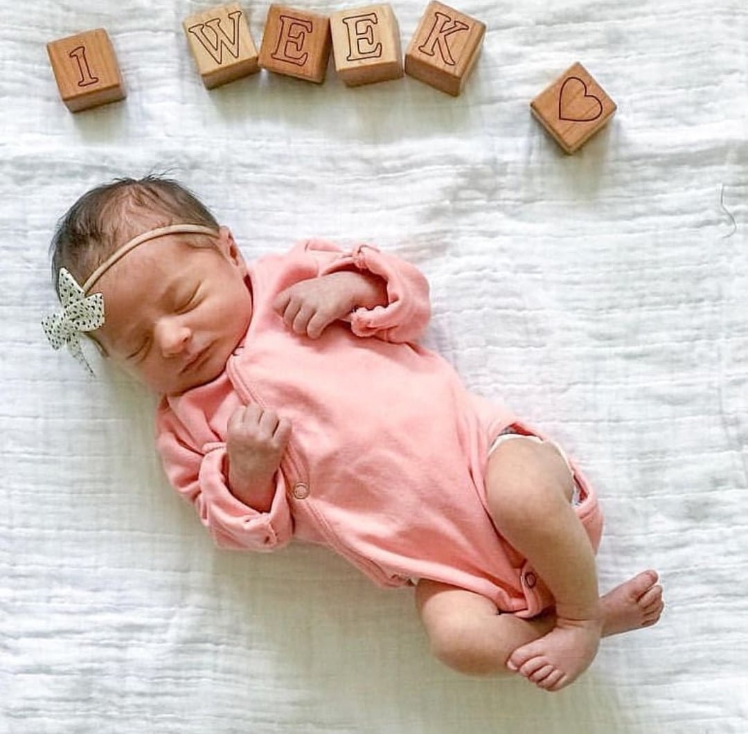 Set of 3 Baby Milestone Blocks Numbers Months Days Weeks Years