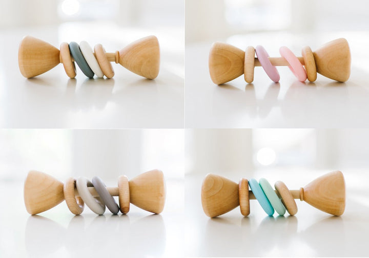 Wooden baby rattles with soothing sounds made by Bannor Toys