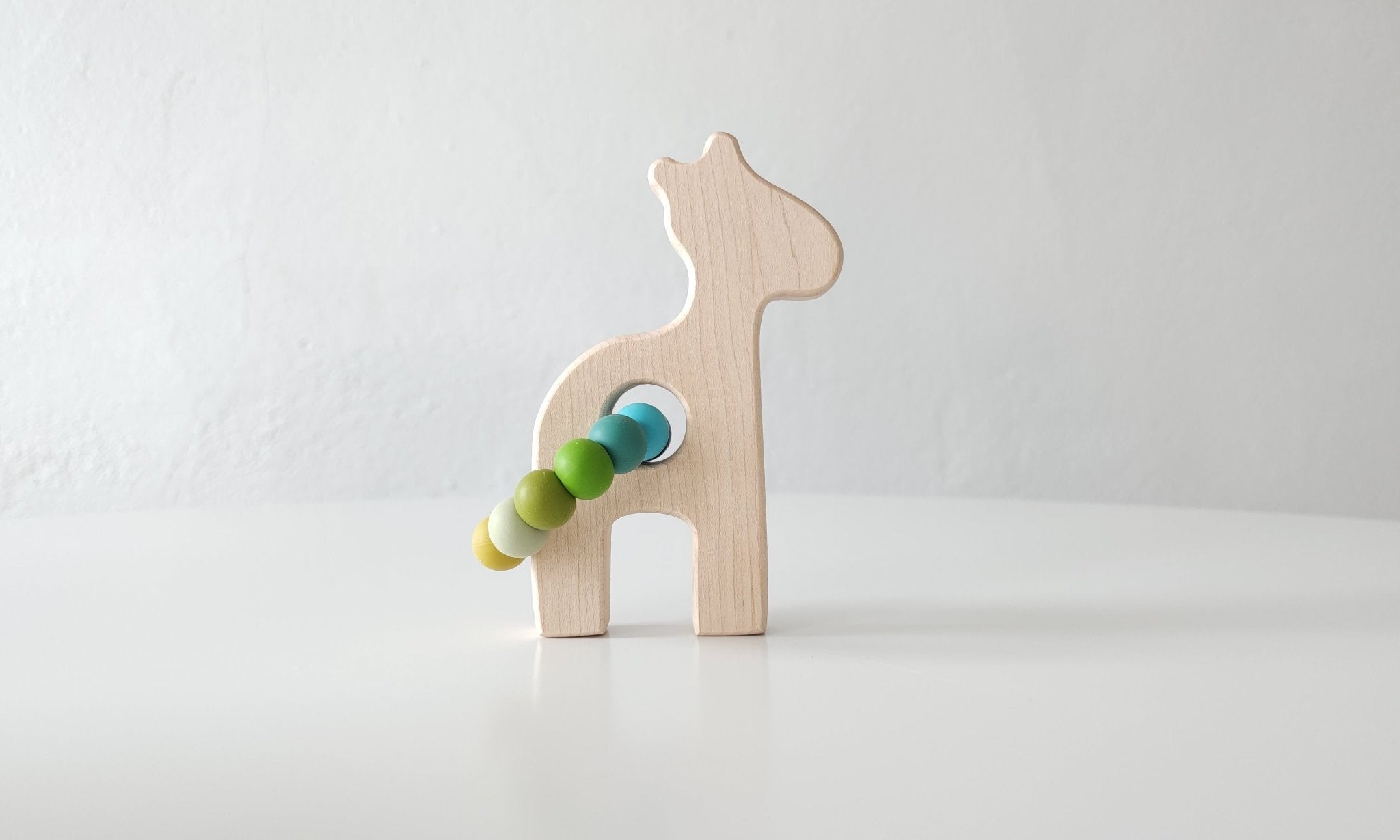 Giraffe Wooden Baby Grasping Toy with Teething Beads - Bannor Toys