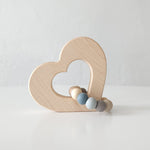 Heart Wooden Baby Grasping Toy with Teething Beads - Bannor Toys