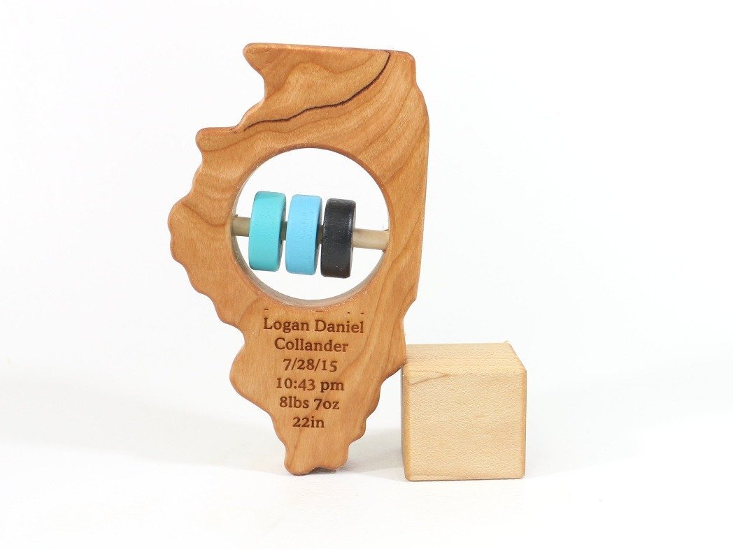 Illinois State Wooden Baby Rattle™ - Bannor Toys - State Rattle