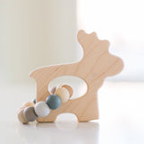 Moose Wooden Grasping Toy with Teething Beads - Bannor Toys